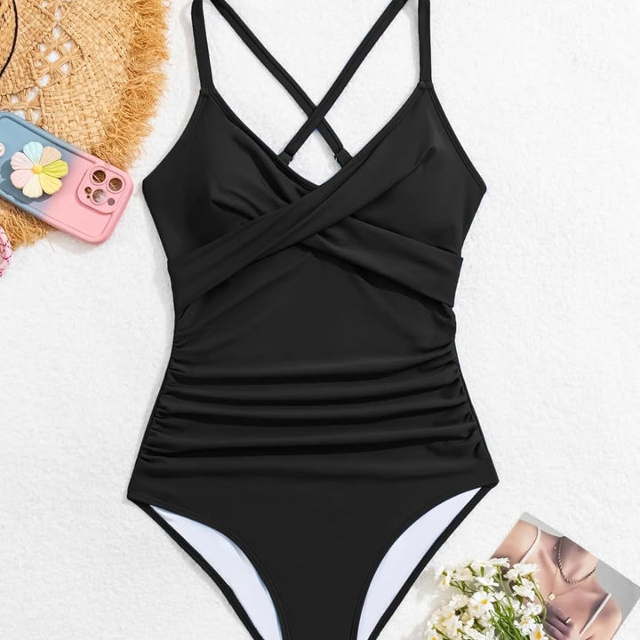 Damen Einteiler Badeanzug mit elegantem Wickel-Design und femininem Schnitt Drune