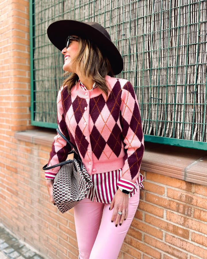 Damen Strickjacke im eleganten Argyle-Muster Drune