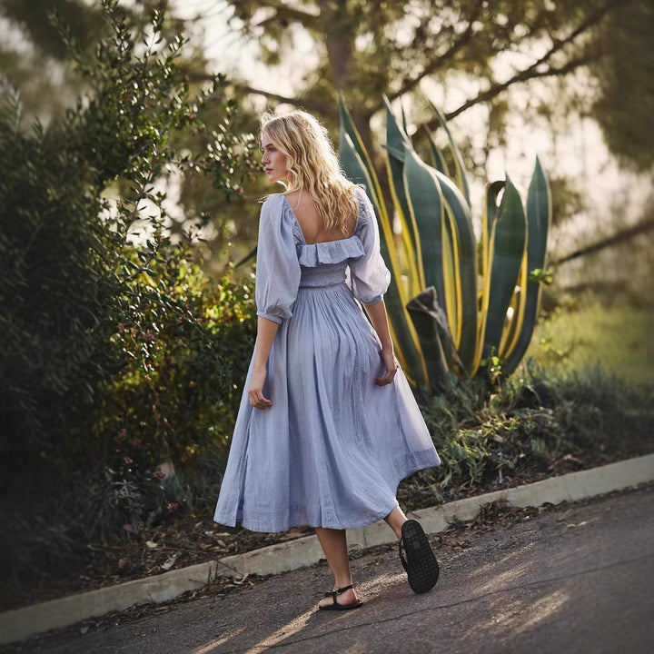 Damen luftiges Midikleid mit Rüschendetails Drune