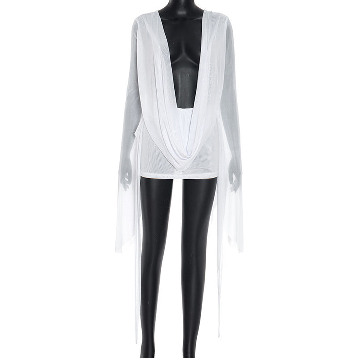Damen Fließender Kaftan mit weiten Ärmeln und tieferem Ausschnitt Drune