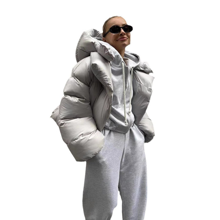 Damen oversized Daunenjacke mit hohem Kragen und voluminösen Ärmeln Drune