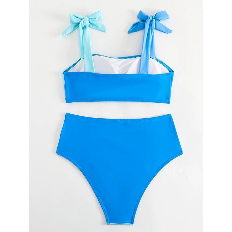 Damen Bikini-Set mit verspielten Schleifen und modernem Farbblockdesign Drune