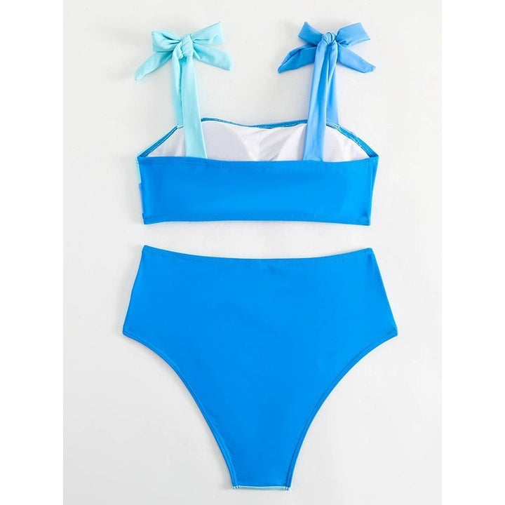 Damen Bikini-Set mit verspielten Schleifen und modernem Farbblockdesign Drune