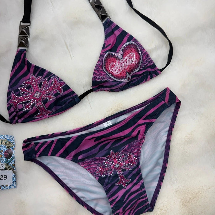 Damen Triangel-Bikini mit kreativem Muster Drune