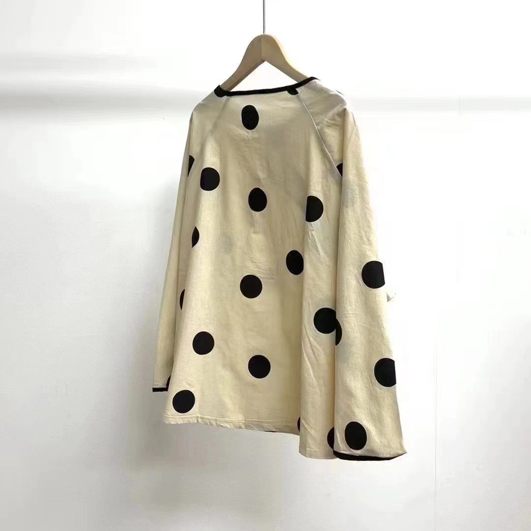 Damen Stylische Polka Dot Tunika Oberteil Drune