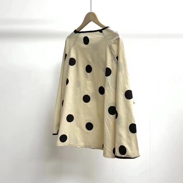 Damen Stylische Polka Dot Tunika Oberteil Drune