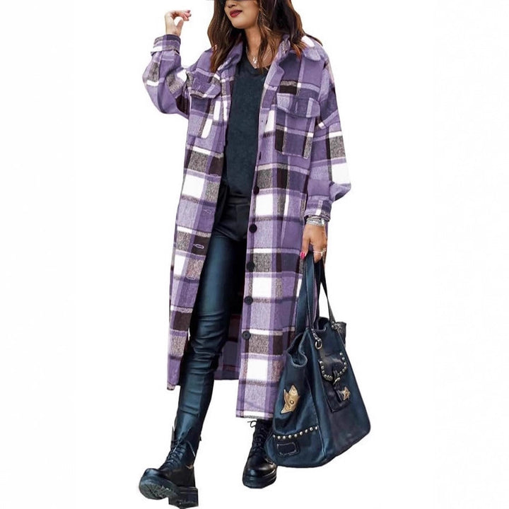 Damen Long-Blusenjacke im karrieren Design Drune
