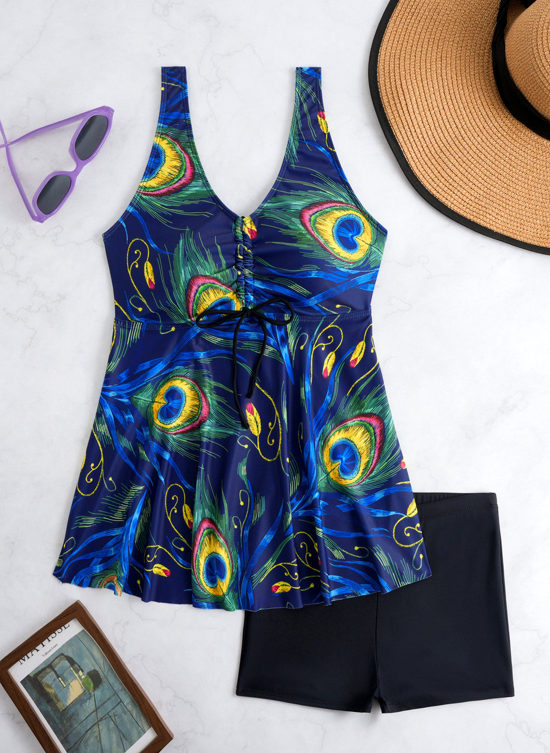 Damen Tankini-Set mit floralen Akzenten und bequemen Shorts Drune