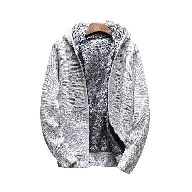 Herren kuschelige Kapuzenjacke mit weichem Innenfutter und seitlichen Eingrifftaschen Drune