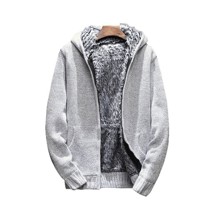 Herren kuschelige Kapuzenjacke mit weichem Innenfutter und seitlichen Eingrifftaschen Drune