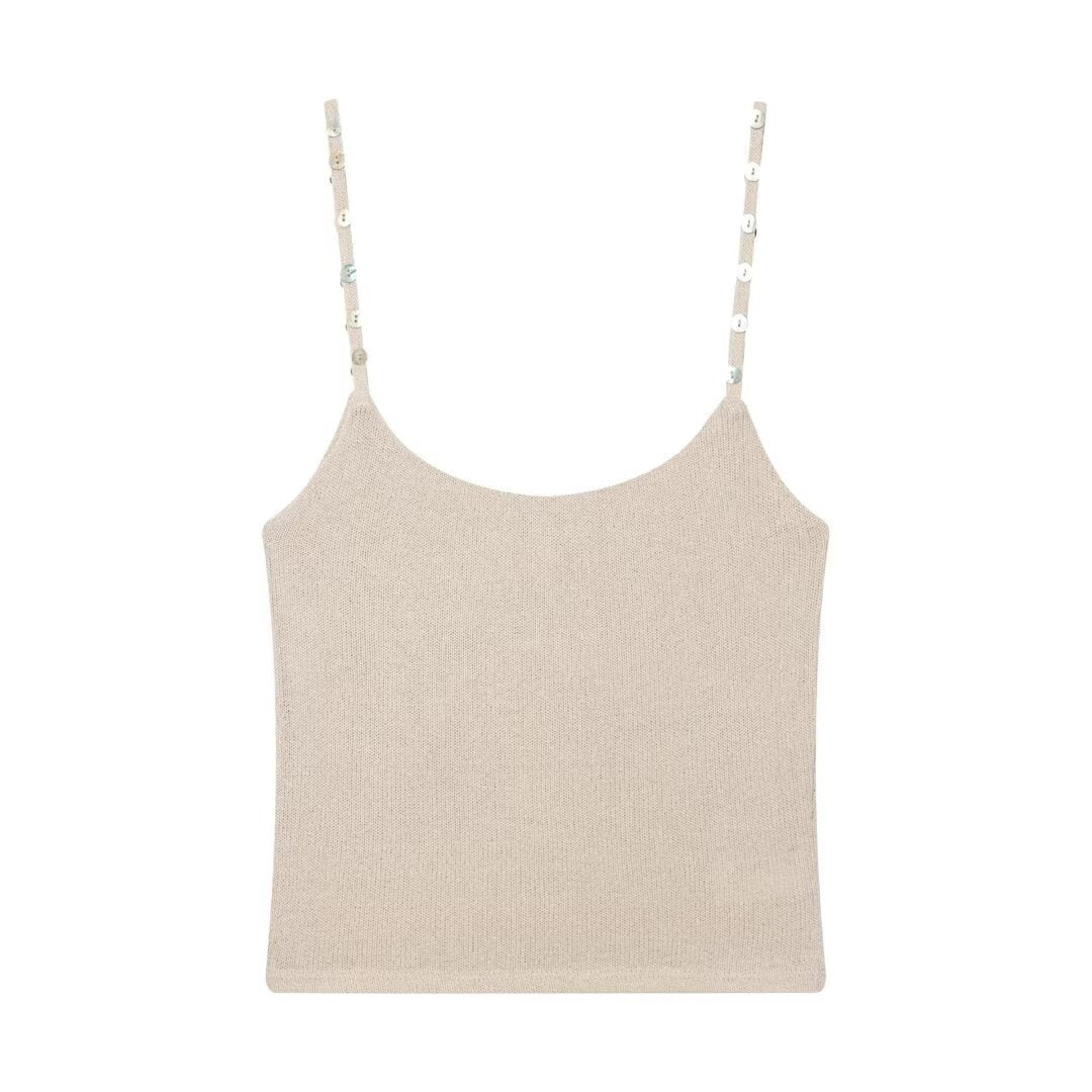 Damen Trägershirt mit feiner Struktur und dekorativen Knöpfen Drune