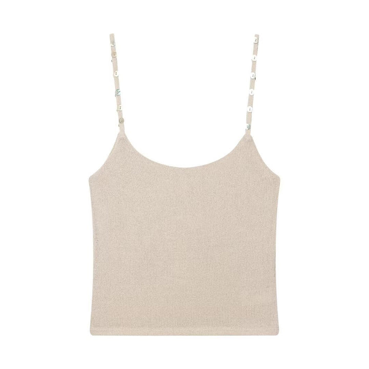 Damen Trägershirt mit feiner Struktur und dekorativen Knöpfen Drune