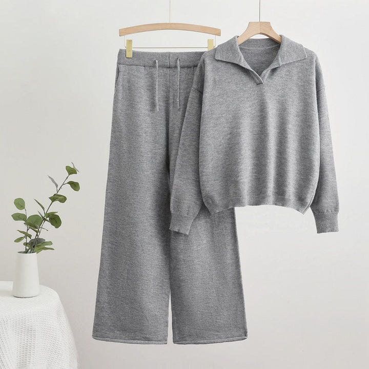 Drune | Reverskragen Top und Kordelzug Weite Hose Set