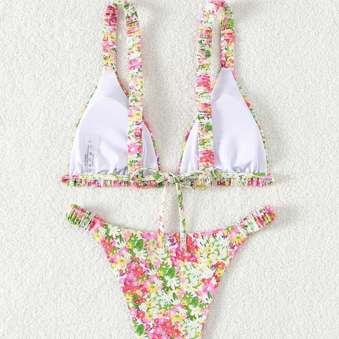 Damen Blütenmuster Triangel-Bikini Drune