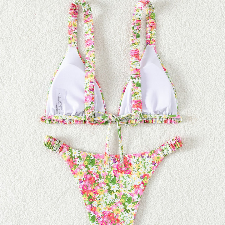 Damen Blütenmuster Triangel-Bikini Drune