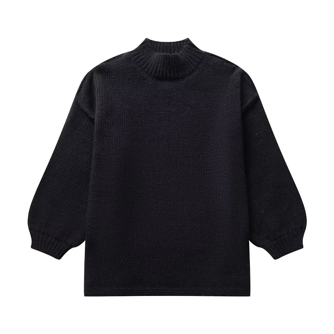 Damen eleganter Strickpullover mit hohem Kragen und lässigem Schnitt Drune