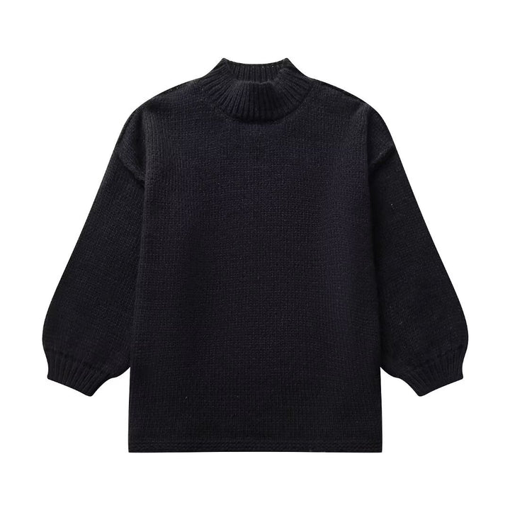 Damen eleganter Strickpullover mit hohem Kragen und lässigem Schnitt Drune