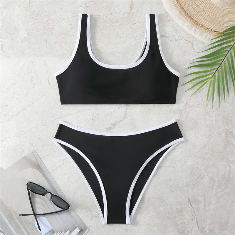 Damen Bikini-Set mit sportlichem Schnitt und hochtailliertem Höschen Drune