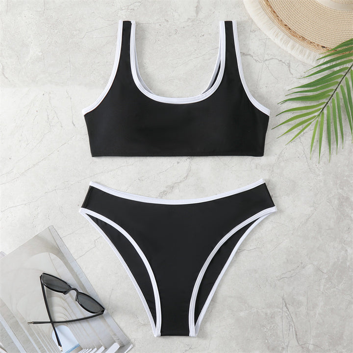 Damen Bikini-Set mit sportlichem Schnitt und hochtailliertem Höschen Drune
