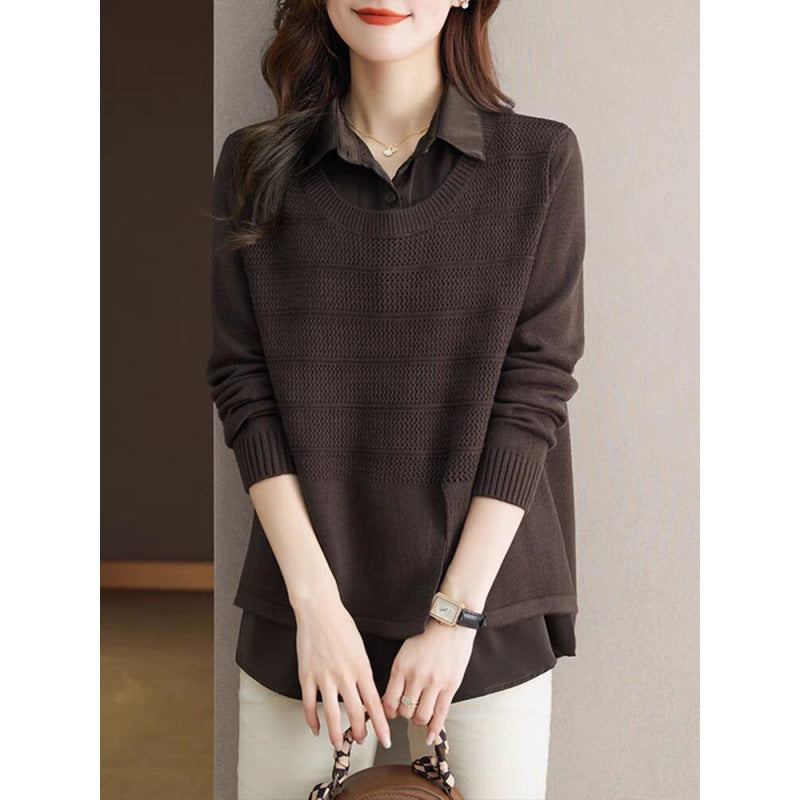 Damen Strickpullover mit layerndem Design und harmonischer Textur Drune