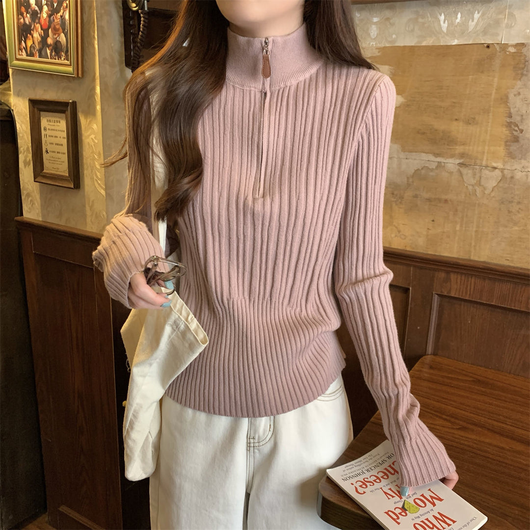Damen elegant geschnittenes Sweatshirt mit Stehkragen Drune