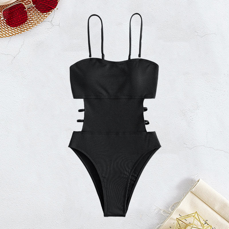Damen Hochtaillierter Bikini mit elegantem Cut-Out und verstellbaren Trägern Drune