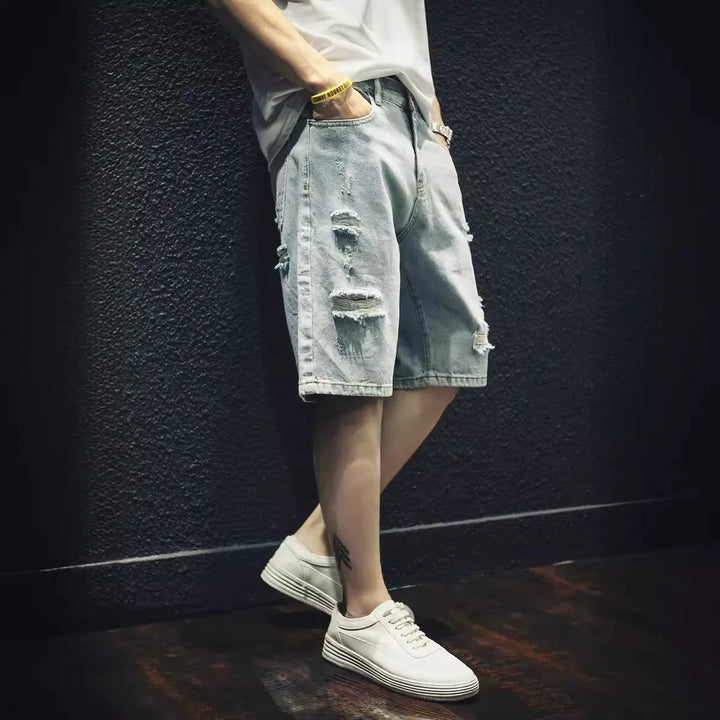 Herren lässige Destroyed Denim-Shorts mit modernen Details und bequemer Passform Drune