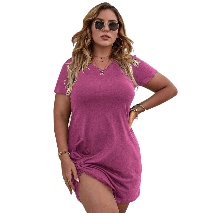 Damen lässiges Knielanges Shirtkleid mit seitlichem Knoten Drune