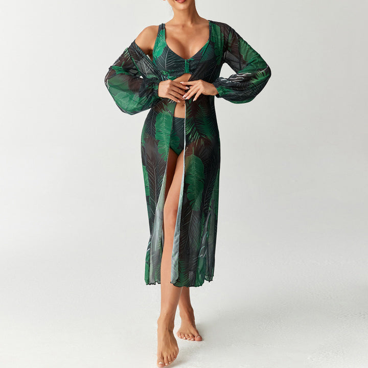 Damen Bikiniset mit farbenfrohem Design und transparenter Strandumhüllung Drune