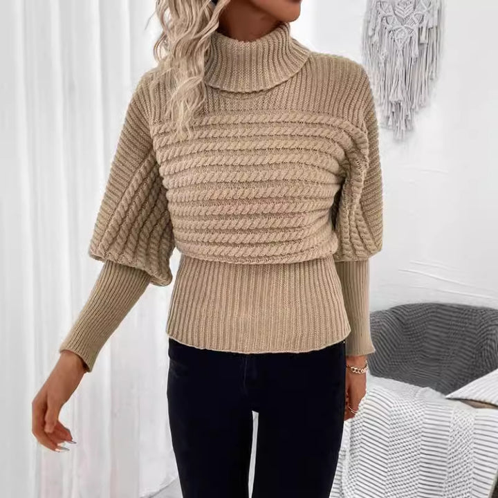 Damen Modischer Rollkragenpullover mit strukturiertem Design Drune