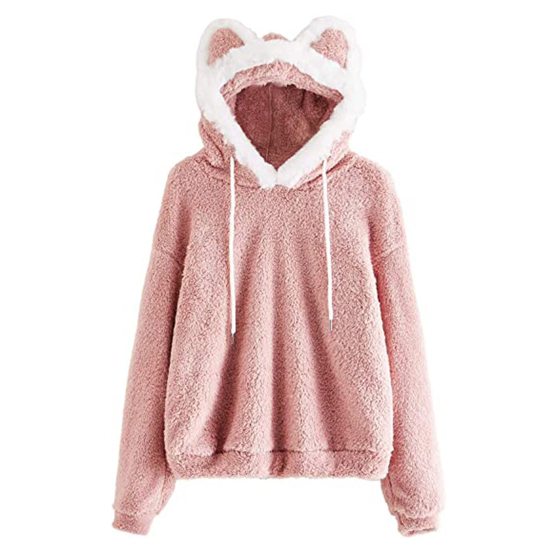 Damen Kuscheliger Kapuzenpullover mit Katzenohren Drune