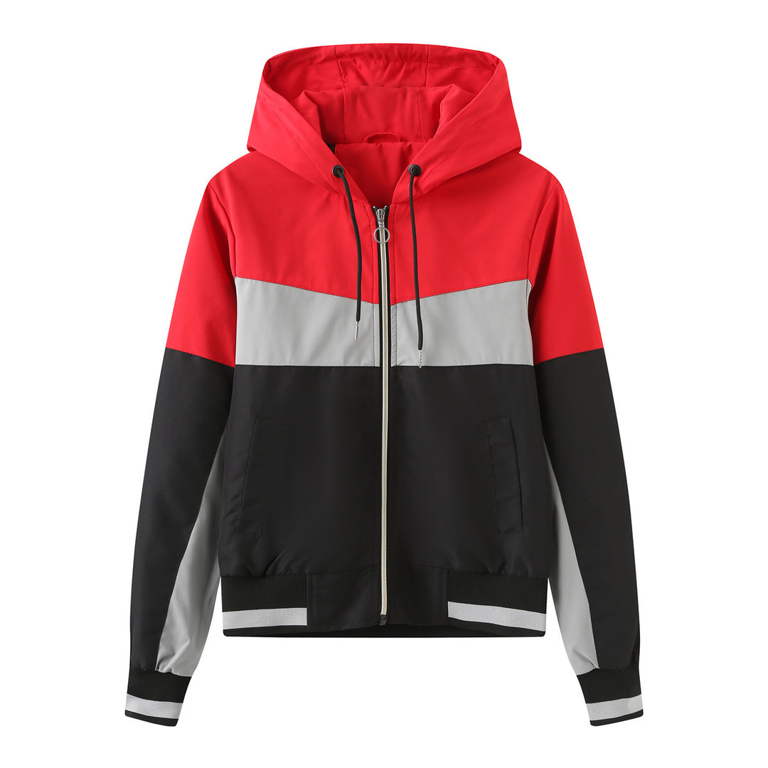 Damen modische Windjacke mit kontrastierenden Farbakzenten Drune