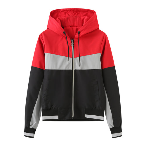Damen modische Windjacke mit kontrastierenden Farbakzenten Drune