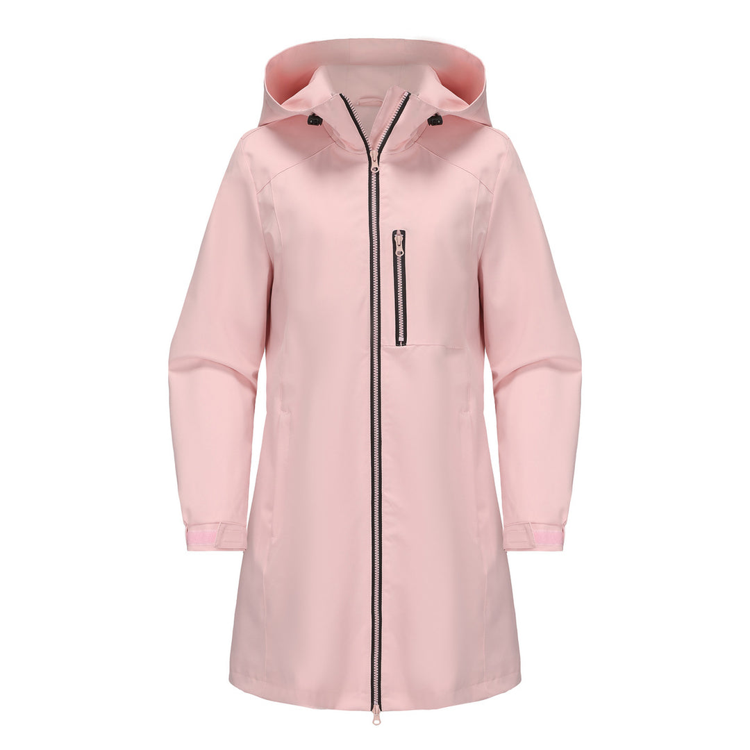 Damen modische Regenjacke mit Kapuze und praktischen Taschen Drune