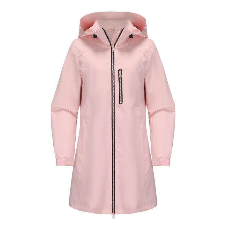 Damen modische Regenjacke mit Kapuze und praktischen Taschen Drune