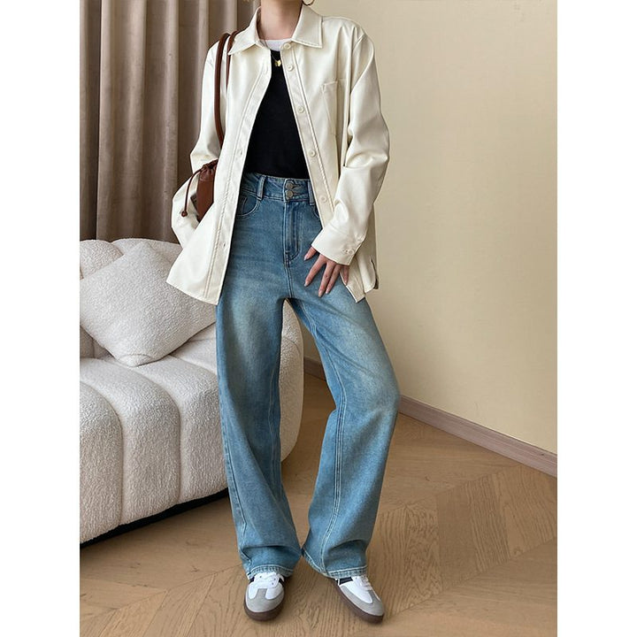 Drune | Lederhemdjacke - Sleek Modern Look - Kunstleder - Vielseitiges Schichtungsteil