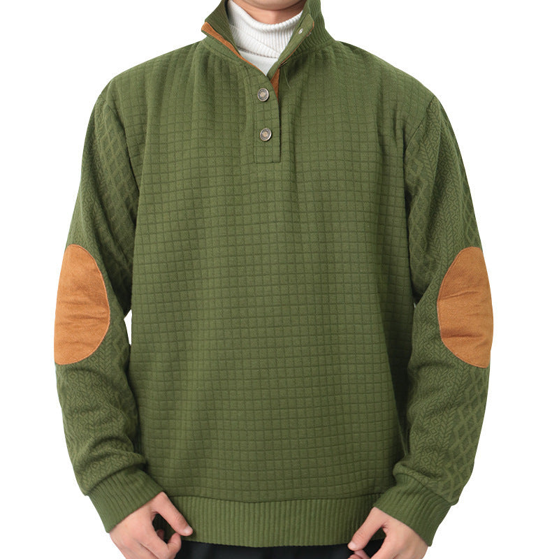 Herren modischer Pullover mit strukturiertem Kanalmuster und kontrastierenden Ellbogenpatches Drune