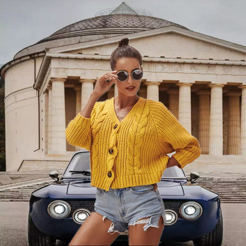 Damen Grobstrickjacke mit eleganten Knopfdetails und geschmackvollem Design Drune