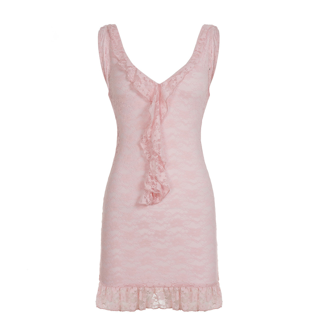 Damen Spitzen-Nachtkleid mit romantischen Rüschen Drune