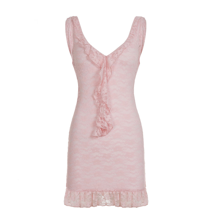Damen Spitzen-Nachtkleid mit romantischen Rüschen Drune