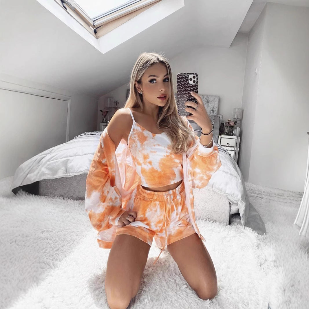 Damen Freizeit Set mit kurzem Oberteil und lässiger Shorts Drune