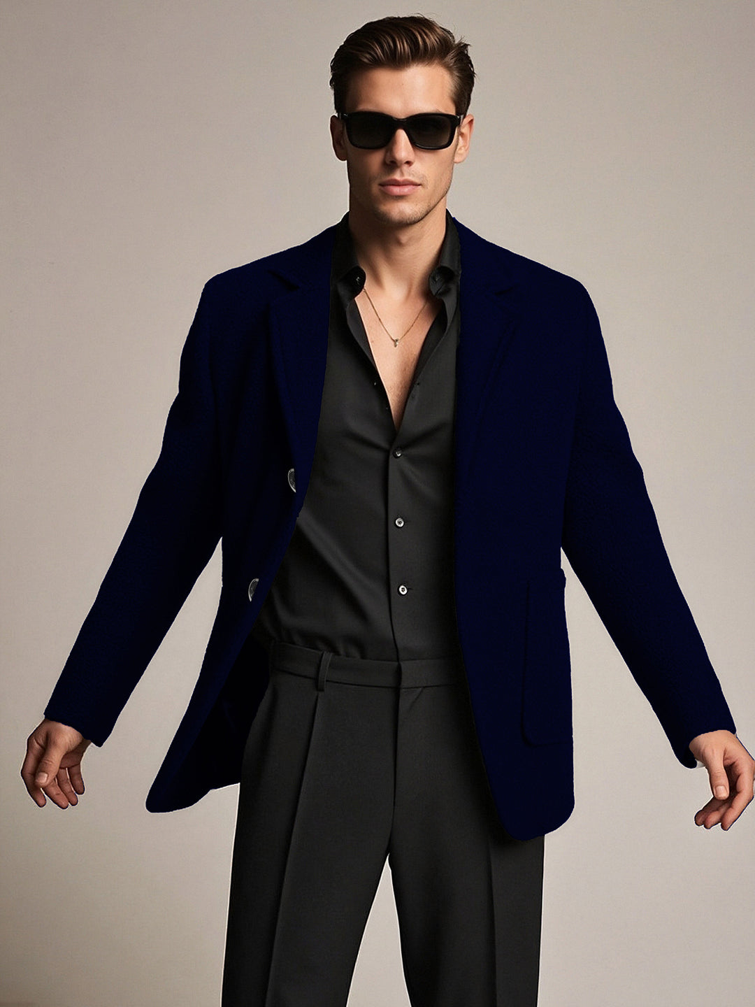 Herren eleganter und strukturierter Freizeitblazer Drune