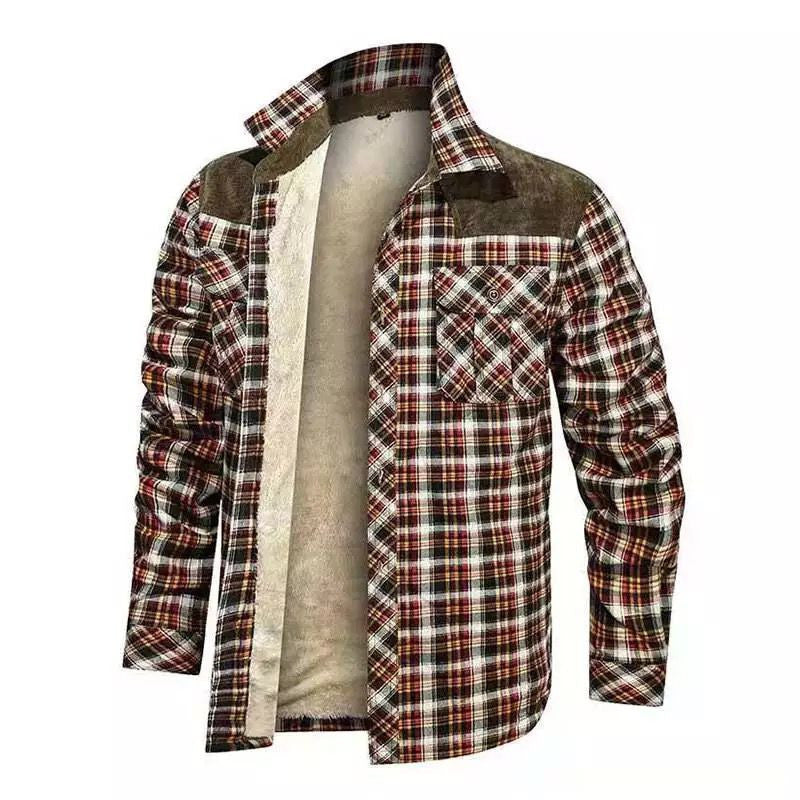 Herren warme Flanellhemdjacke mit gefütterten Taschen Drune