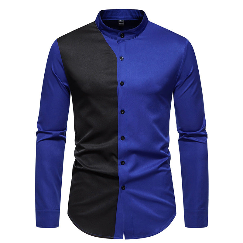 Herren elegantes Langarmhemd mit modernem Farbblockdesign Drune