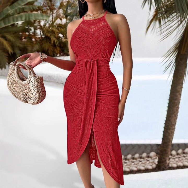 Damen Maxikleid mit verstellbarem Gürtel Drune