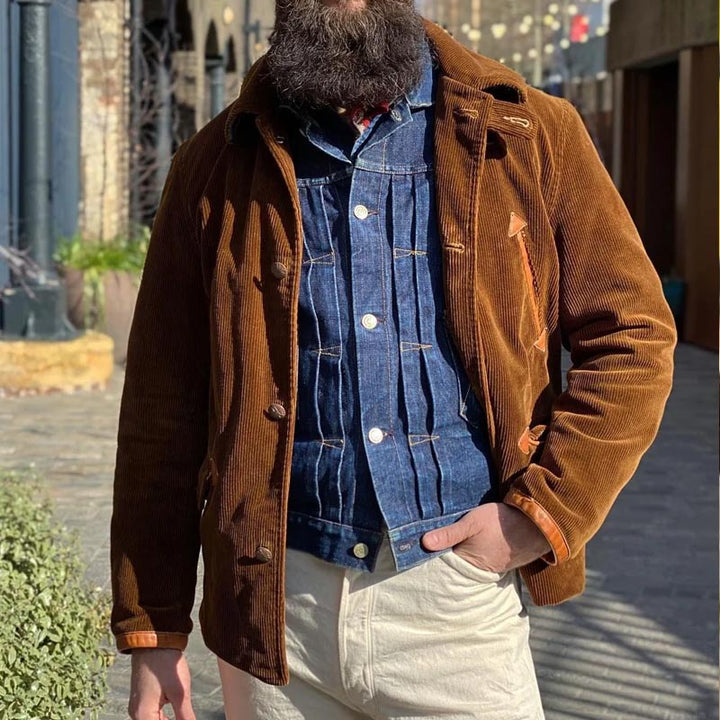 Herren cordjacke mit praktischem Taschen-Detail und Knopfverschluss Drune