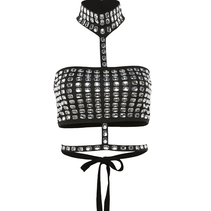 Damen Glamouröses Bandeau-Top mit funkelnden Strassdetails Drune