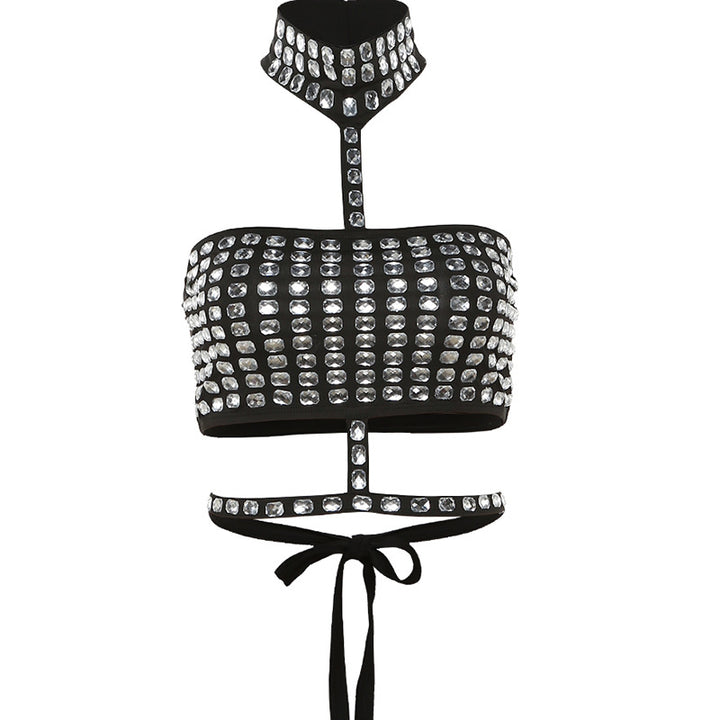 Damen Glamouröses Bandeau-Top mit funkelnden Strassdetails Drune