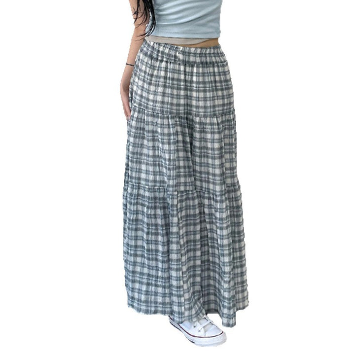 Damen Maxirock mit kariertem Design und gestuftem Schnitt Drune
