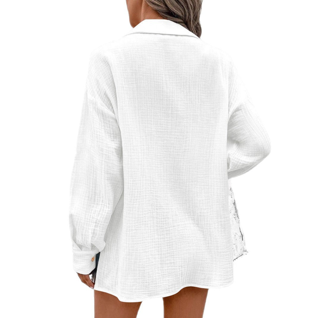 Damen Luftige Baumwollbluse mit knopfbaren Akzenten und elegantem Schnitt Drune